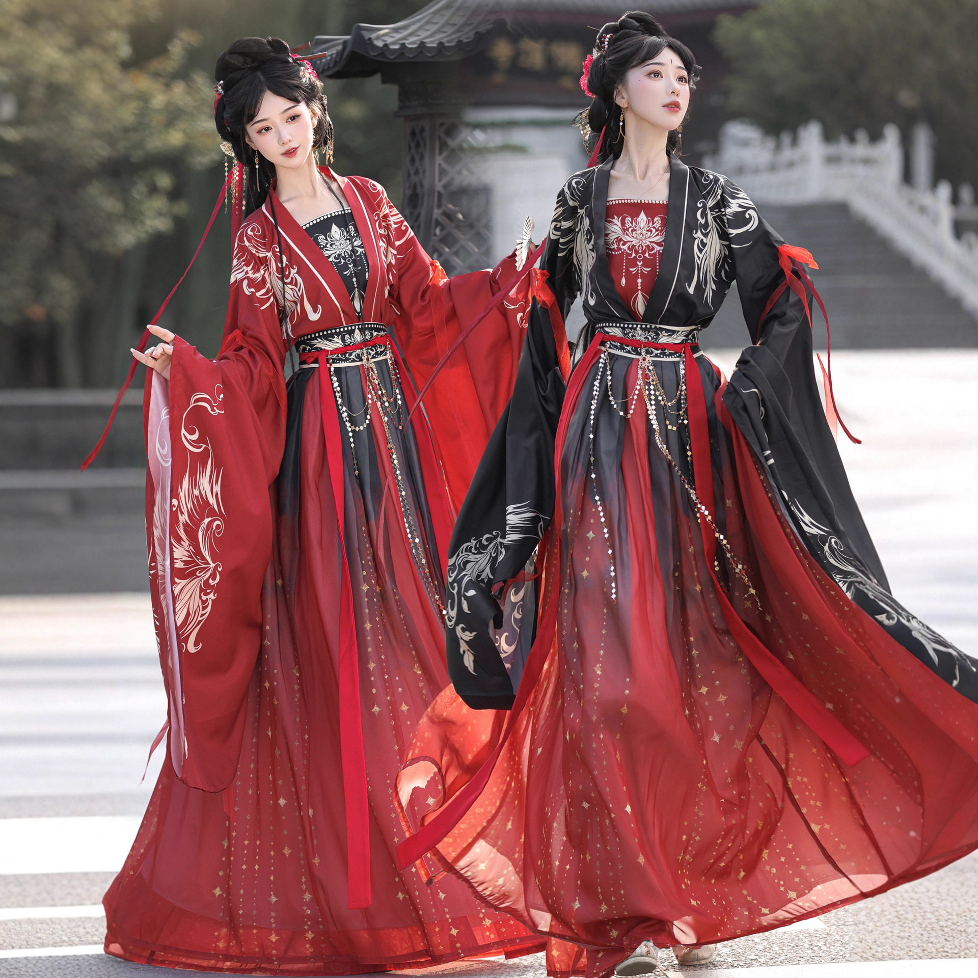 原创魏晋制汉服女2025新款大袖酷飒黑红色同款仙气飘逸侠客风古装,女装/女士精品,汉服套装,淘宝优惠券,粉丝福利购,淘宝优惠卷