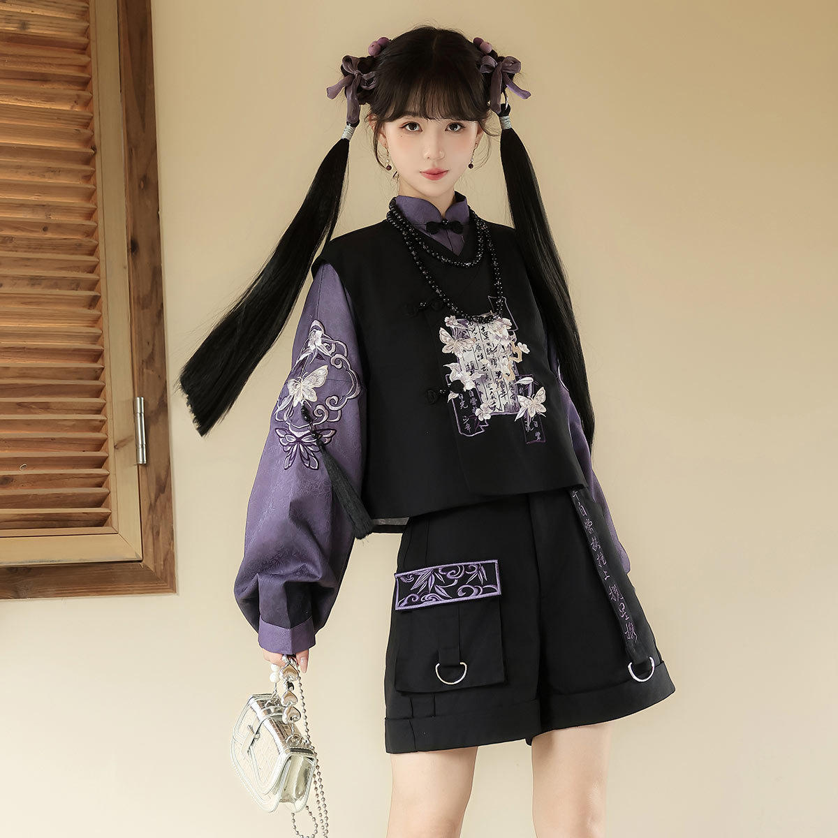 倚梦阁原创砚墨引汉服女汉元素新中式项链上衣马甲短裤套装9727,女装/女士精品,汉服套装,淘宝优惠券,粉丝福利购,淘宝优惠卷