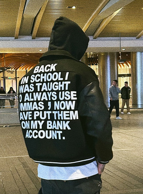 Commas 原创国潮春秋重磅夹克外套男宽松上衣美式街头休闲棒球衫