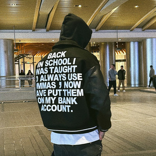 街头休闲棒球衫 Commas 原创国潮春秋重磅夹克外套男宽松上衣美式