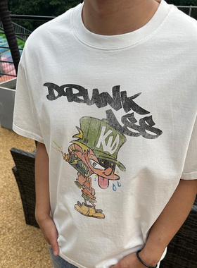 Commas NewVintage KID恶搞漫画涂鸦卡通T恤宽松美式男女街头短袖