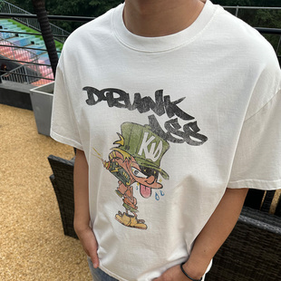 男女街头短袖 KID恶搞漫画涂鸦卡通T恤宽松美式 NewVintage Commas