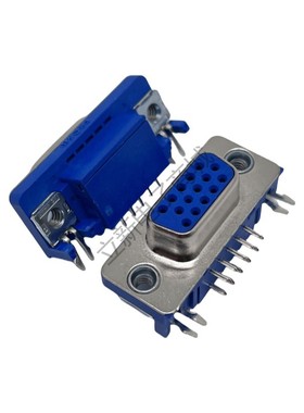 超薄型DB头 VGA 3排15PIN 3.08弯脚母座蓝色不带螺丝 15针DUSB