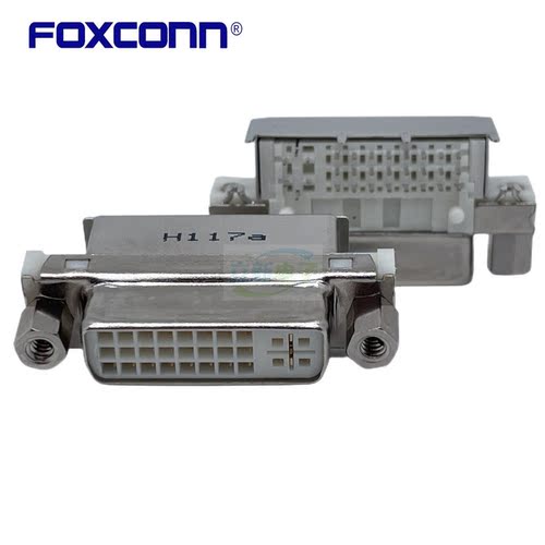 富士康QH11121-DA55-4F DVI24+5P高清插座十字口带屏蔽罩90度卧式