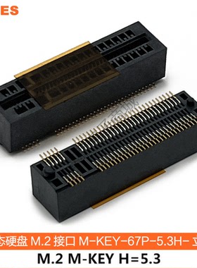 LOTES/得意APCI0110-P001A M.2插槽75Pin 立贴NGFF插座M-KEY 5.3H