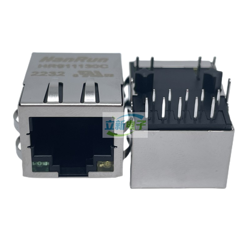 HR911130C 千兆网络变压器接口水晶头母座带灯RJ45插座