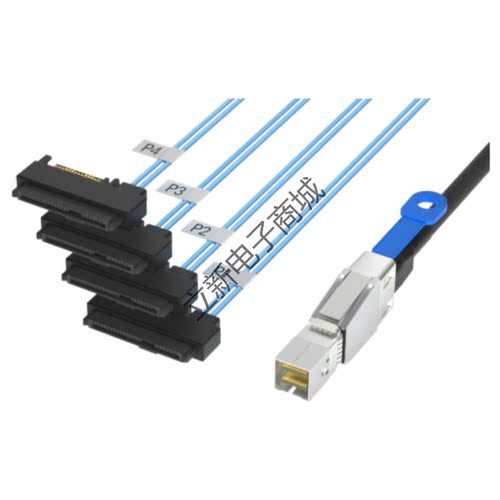 SFF8644转4SAS29+15PIN转接头