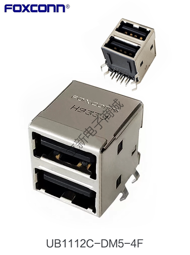 Foxconn/富士康 UB1112C-DM5-4F 双层USB母座USB2.0 A型不带弹片