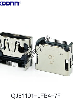 全新富士康QJ51191-LFB4-7F HDMI高清接口插座19PIN卧式贴片母座