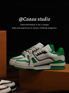 KAPIIT BOS铆钉款白水泥新色~厚底真皮百搭板鞋女情侣款运动休闲