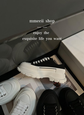 KAPIIT专柜同款/百搭又显高~厚底系带帆布鞋简约时尚低帮休闲板鞋