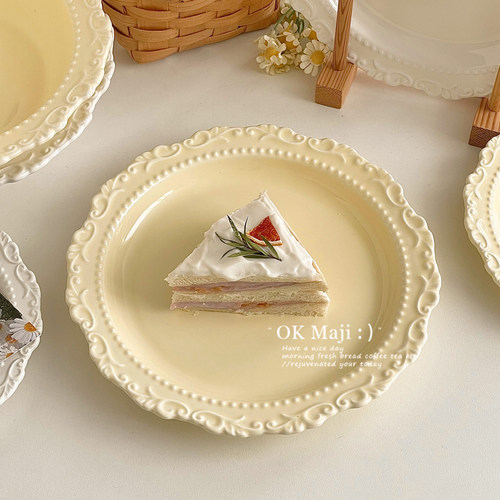 复古高级感陶瓷草帽盘子