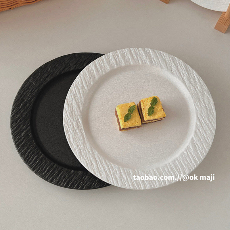 ok maji陶瓷盘子ins风黑白餐具高级感轻奢早餐蛋糕碟子西餐牛排盘,餐饮具,盘,淘宝优惠券,粉丝福利购,淘宝优惠卷