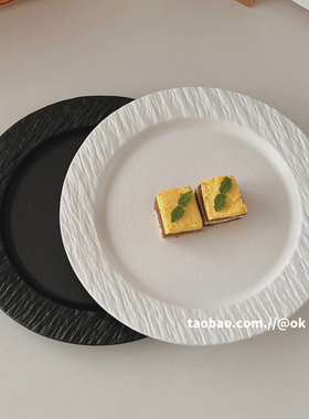 ok maji陶瓷盘子ins风黑白餐具高级感轻奢早餐蛋糕碟子西餐牛排盘