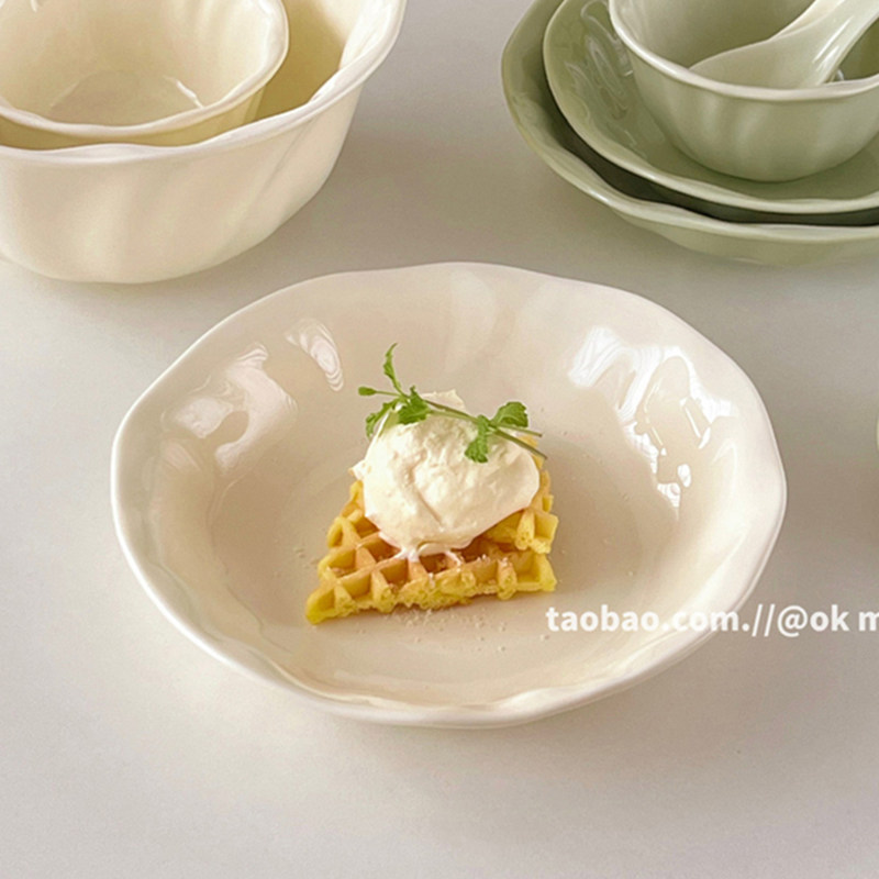 okmaji奶油色陶瓷餐具套装