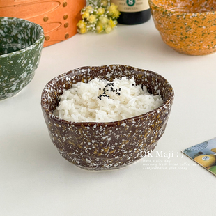 ins风泼墨碗具家用陶瓷吃饭米饭碗小号个人专用沙拉碗水果酸奶碗