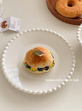 ok maji韩国ins风珠点菜盘家用高级感西餐牛排意面盘甜品蛋糕盘子