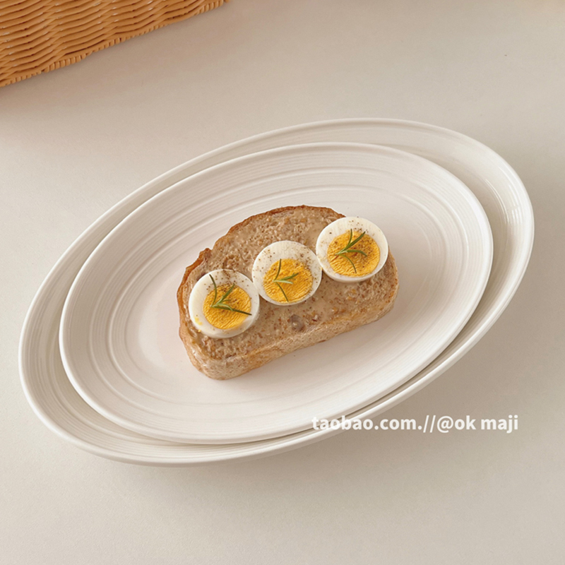 复古ins风椭圆形陶瓷鱼盘