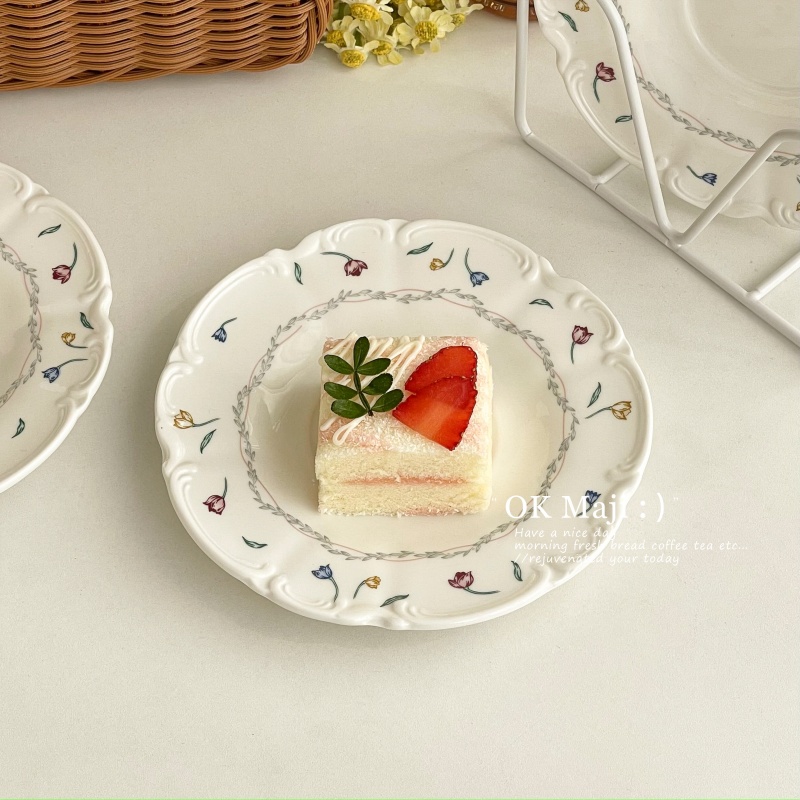 法式复古精致家用6寸甜品盘子