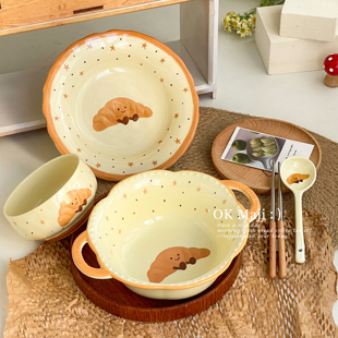 可爱碗碟套装一人食餐具碗盘套装家用单人一套特别好看的碗筷套装