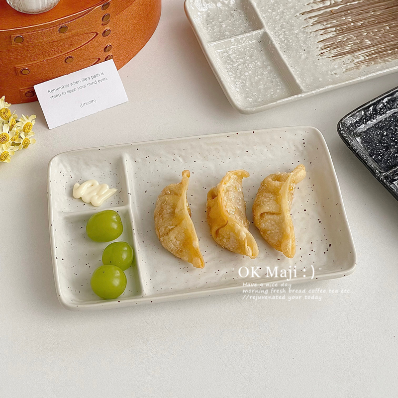 日式复古陶瓷分格餐盘