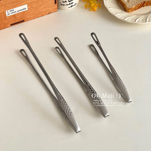不锈钢小号食品夹厨房牛排烤肉煎肉料理夹子小镊子蛋糕面包食物夹