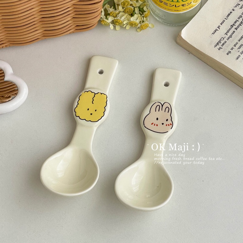高颜值可爱陶瓷长柄汤勺