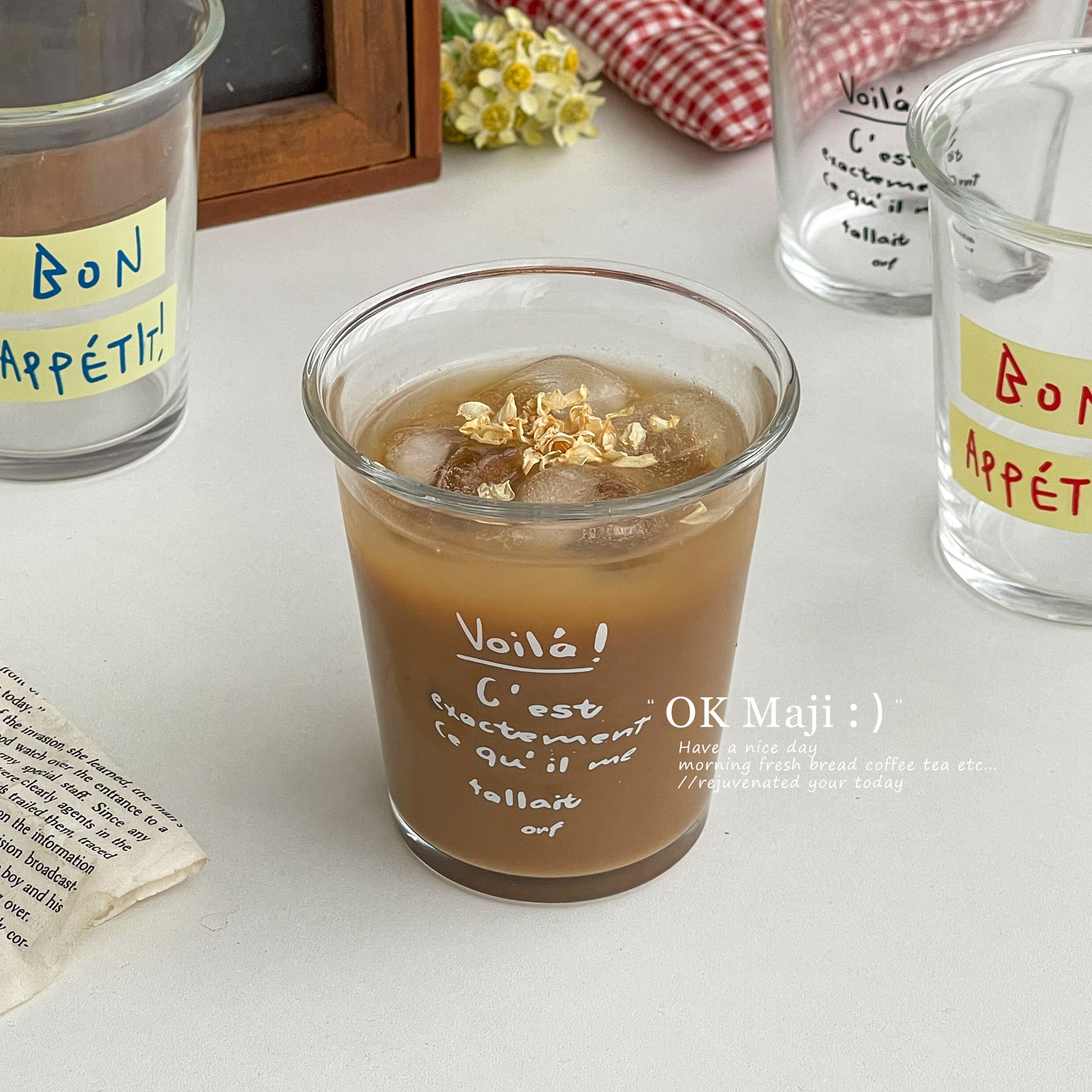 玻璃咖啡杯ins冰美式杯子家用高颜值水杯牛奶果汁杯子燕麦早餐杯