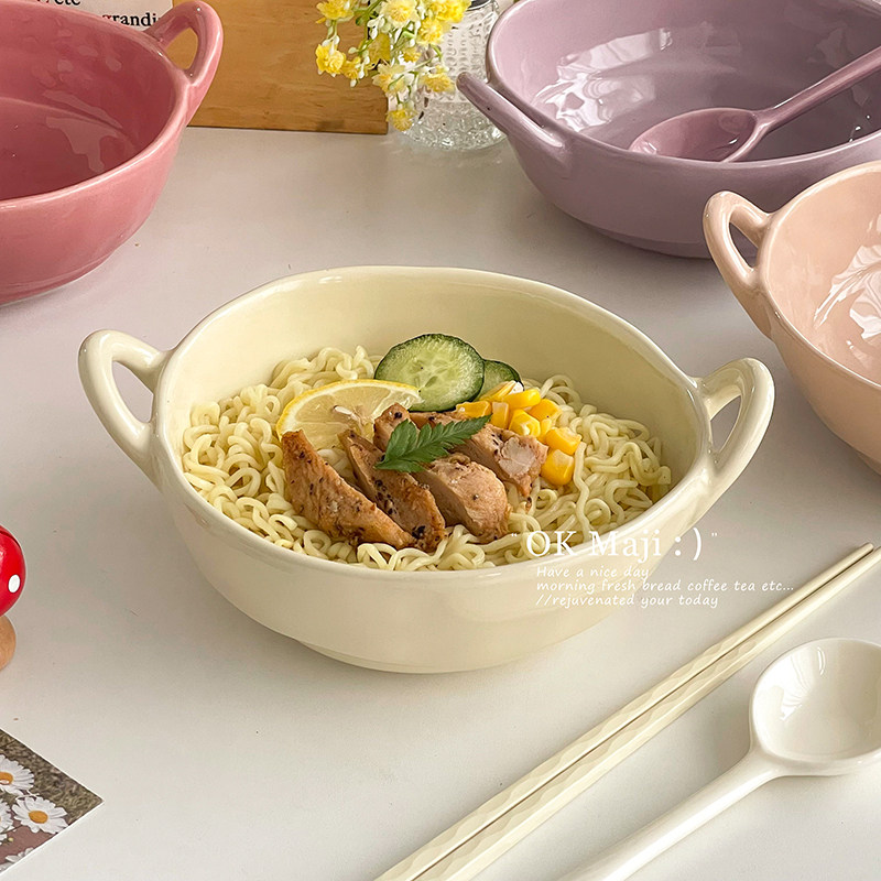 可爱泡面碗大容量微波炉专用新款陶瓷高颜值学生宿舍双耳方便面碗,餐饮具,碗,淘宝优惠券,粉丝福利购,淘宝优惠卷