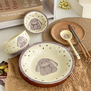 ins甜品盘特别好看的高级盘子陶瓷餐具碗盘家用套装高级感早餐盘