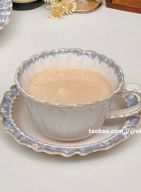 ok maji高级感小众陶瓷杯碟套装下午茶咖啡杯水杯甜品盘子早餐杯