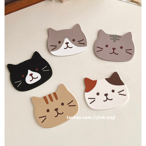 日式猫咪硅胶水杯防烫隔热垫