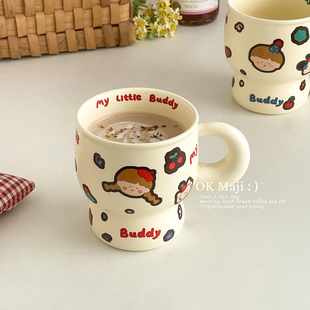 情侣款马克杯一对高颜值创意可爱陶瓷对杯设计感小众喝水杯子