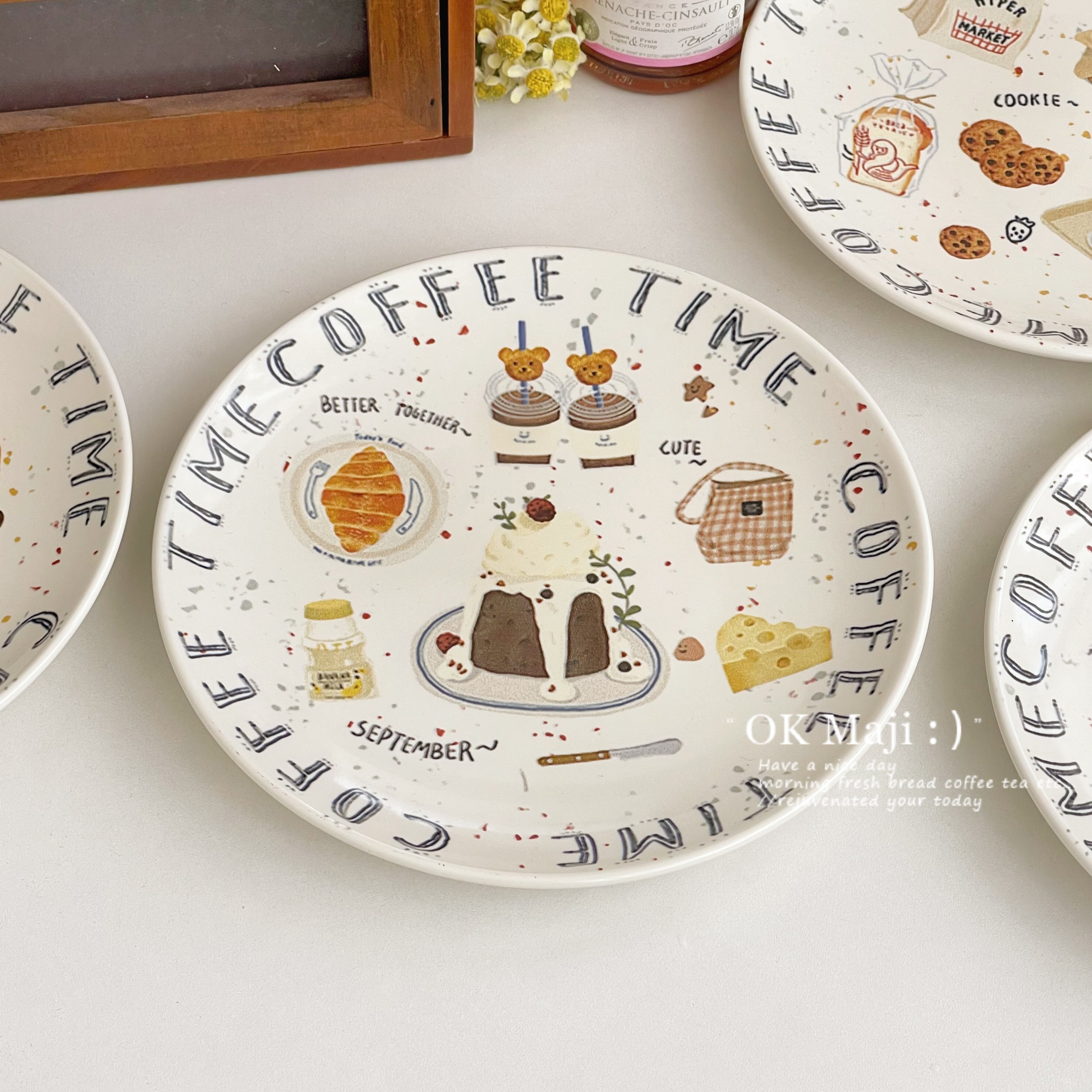 ins漂亮早餐盘子高颜值甜品盘精致点心盘蔬菜沙拉盘下午茶蛋糕盘,餐饮具,盘,淘宝优惠券,粉丝福利购,淘宝优惠卷