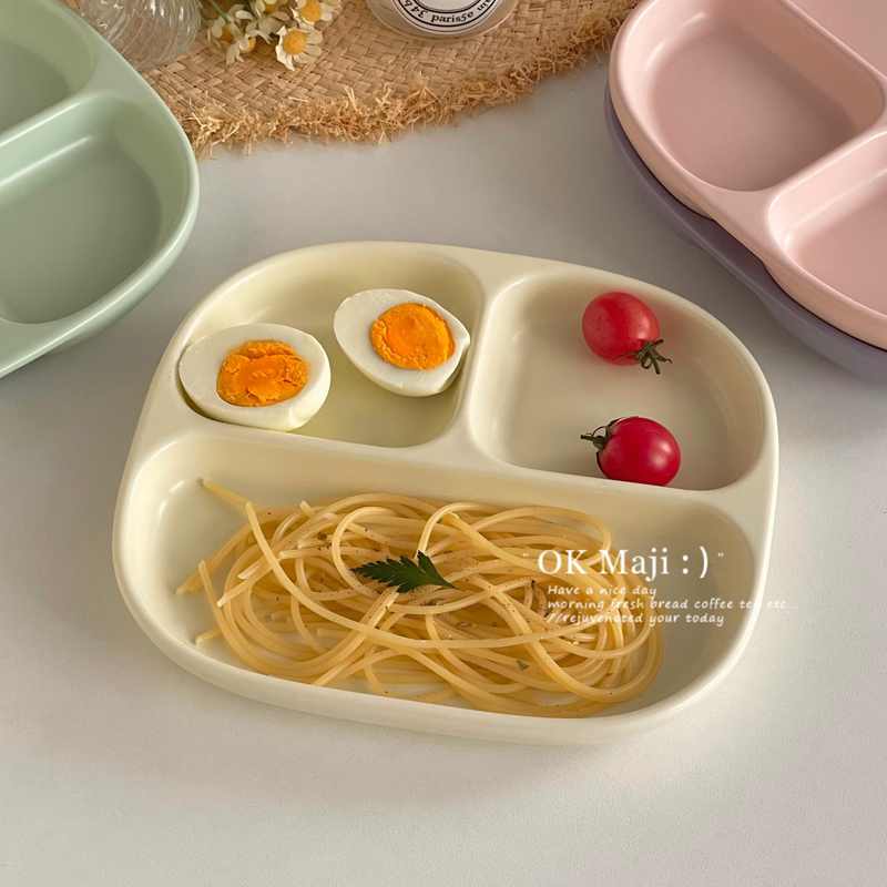 高颜值可爱陶瓷分格餐盘