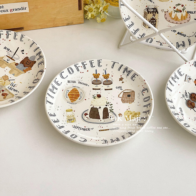 小陶瓷碟子家用2025新款小号6寸陶瓷蛋糕盘子精致漂亮餐盘甜品盘