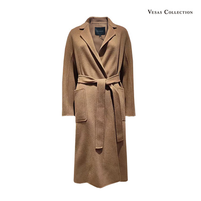 唯尚vesascollection女装羊毛法式中长款毛呢外套大衣新款C1348