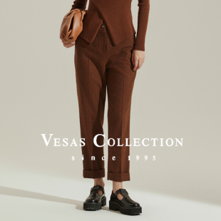 T1480 通勤裤 Vesas Collection美拉德色系羊毛混纺锥裤