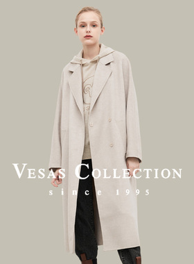 Vesas Collection软糯厚实纯羊毛原色双面呢大衣C1331