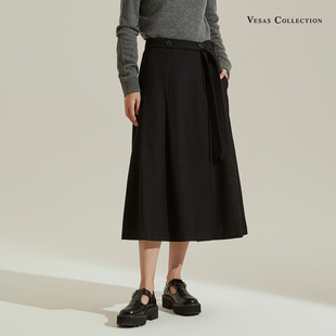 新款 高腰A型针织裙通勤风气质百搭半裙女2025冬季 半裙 唯尚女装