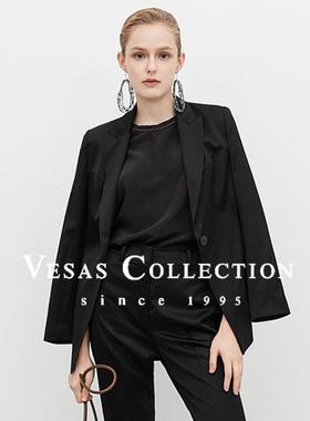 Vesas Collection J1046黑色光泽感西装上衣(同款T1412)