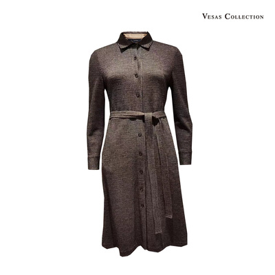 唯尚vesascollection女装羊毛收腰中长款西装连衣裙 D1330