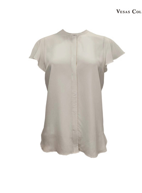 唯尚女装专柜正品衬衫 法国桑蚕丝柔韧骨感无袖衬衫