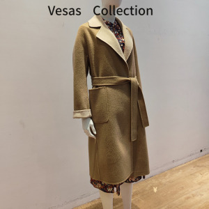 唯尚vesascollection女装大衣羊毛外套复古中长款大衣法式C1350