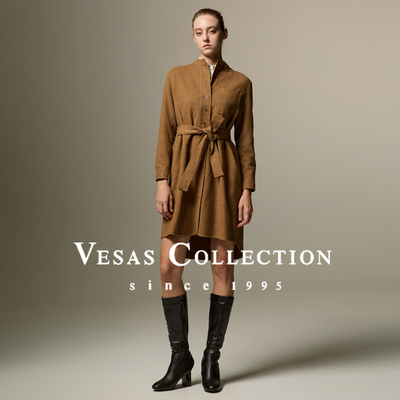 Vesas Collection D1328法式气质显瘦长袖连衣裙