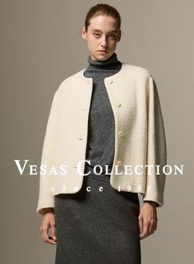 Vesas Collection J1132白色毛圈绒毛外套