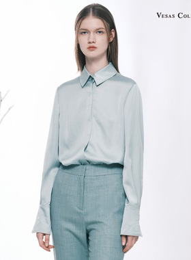 vesas collection 唯尚女装专柜正品衬衫 新法式强捻自由慵懒衬衫