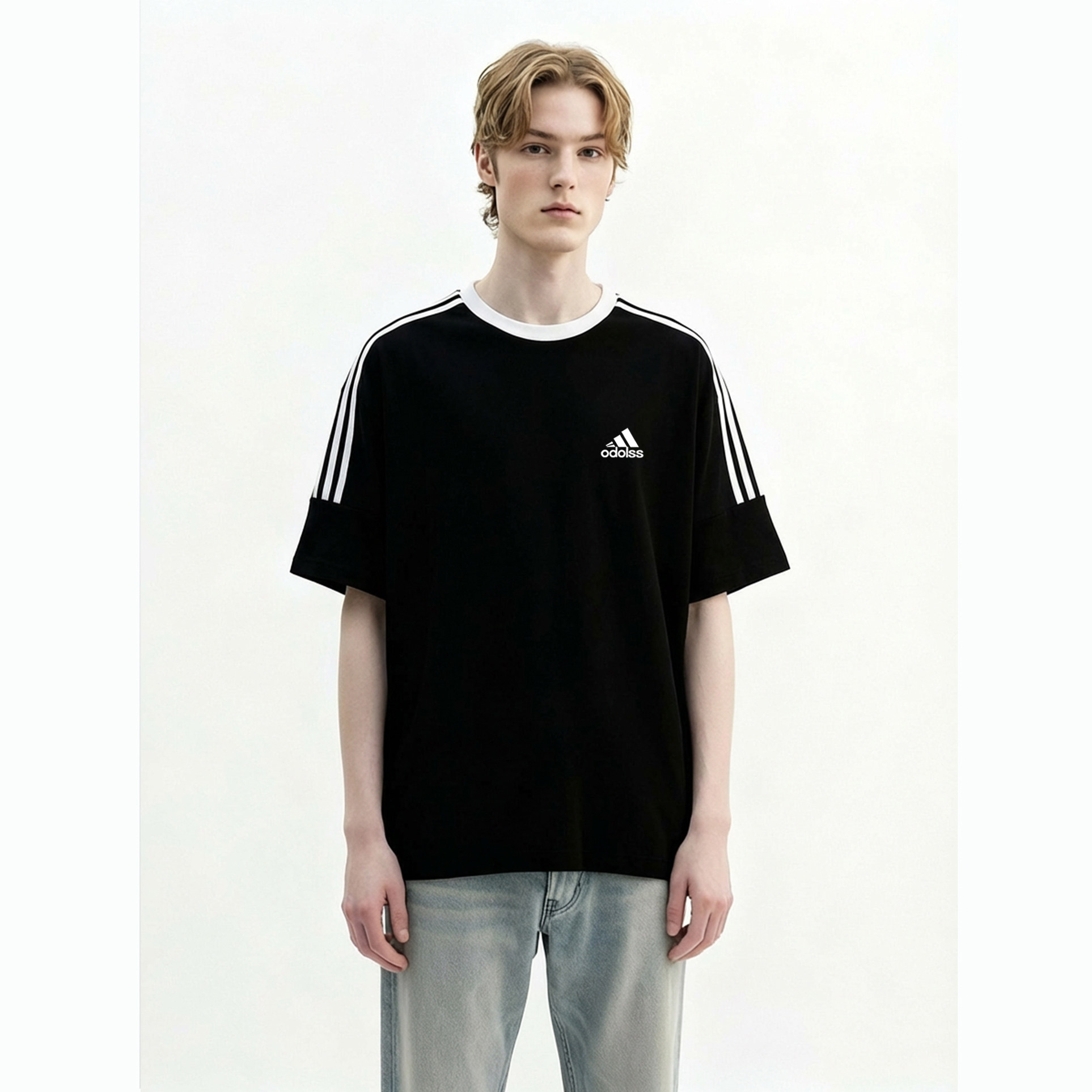 官方正品奥特莱斯夏季美式复古三条杠运动短袖T恤男宽松上衣男装