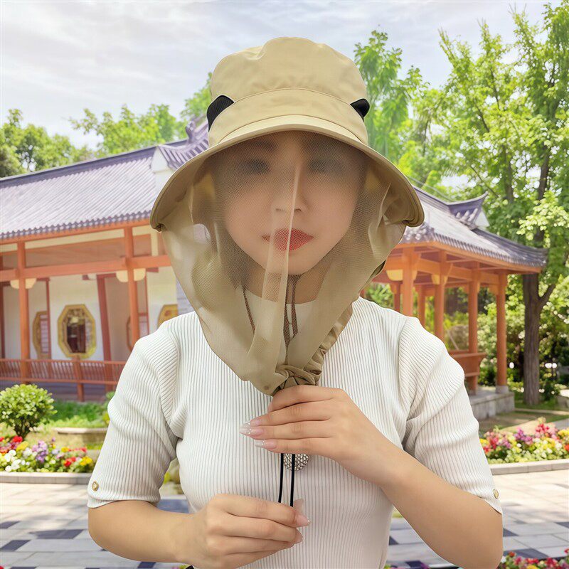 户外夜钓防蚊防蜂透气遮脸帽