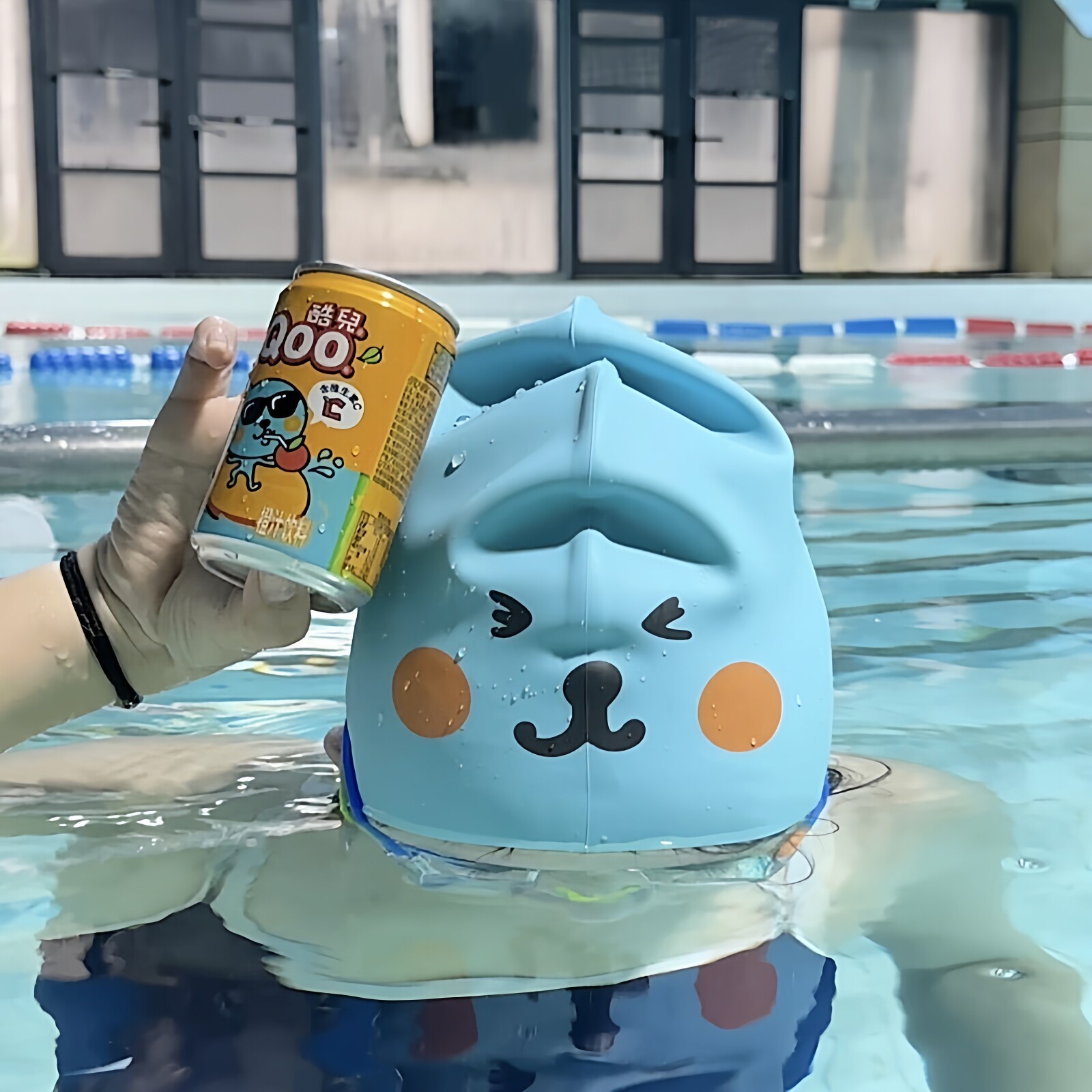 不湿头防水护耳显脸小泳帽